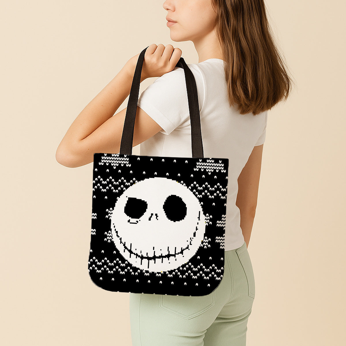 Jack Skellington Pumpkin Face Canvas Tote Bag