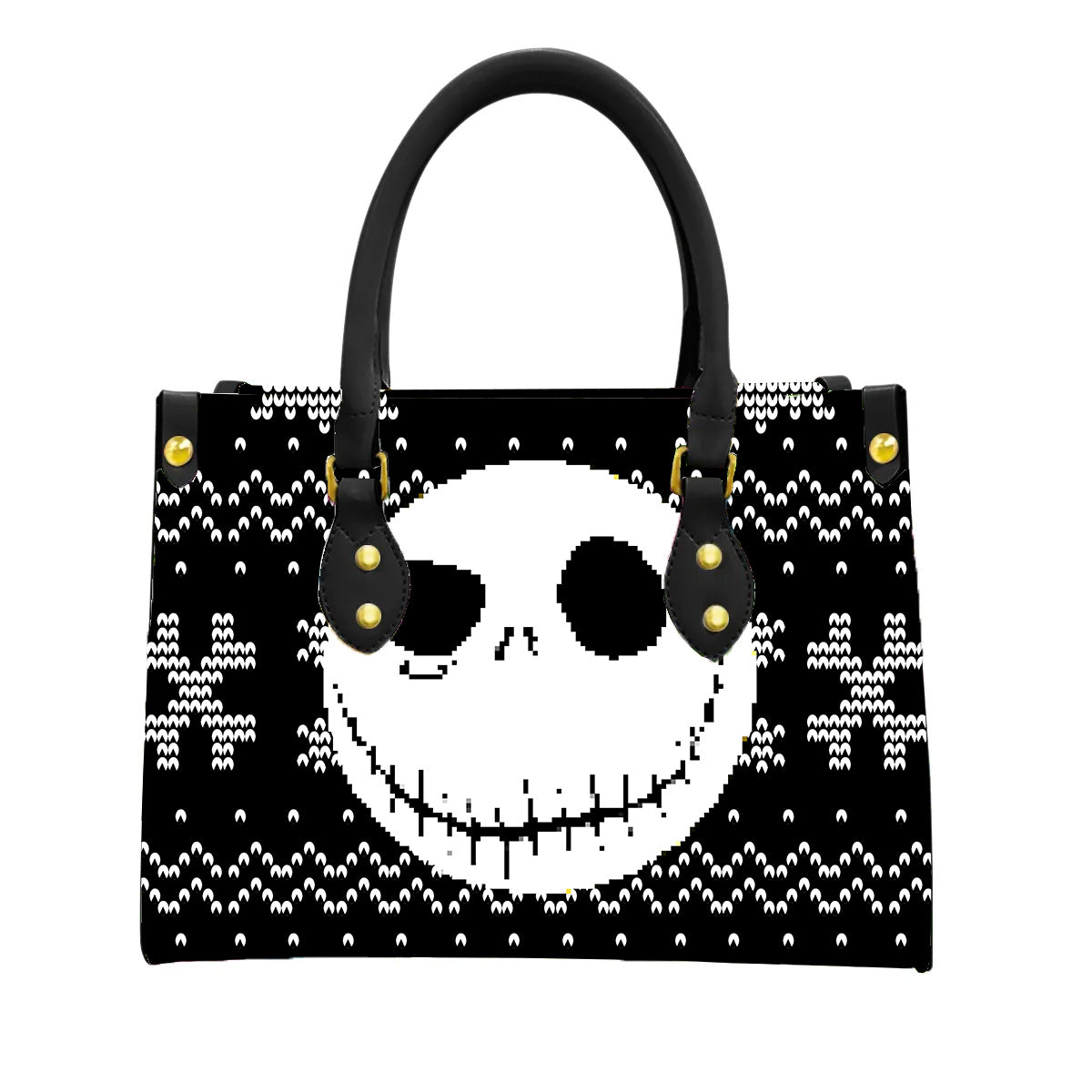 Jack Skellington Pumpkin Face Women Tote Bag with Black Handles