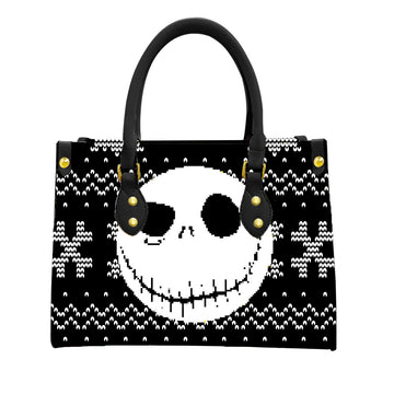 Jack Skellington Pumpkin Face Women Tote Bag with Black Handles