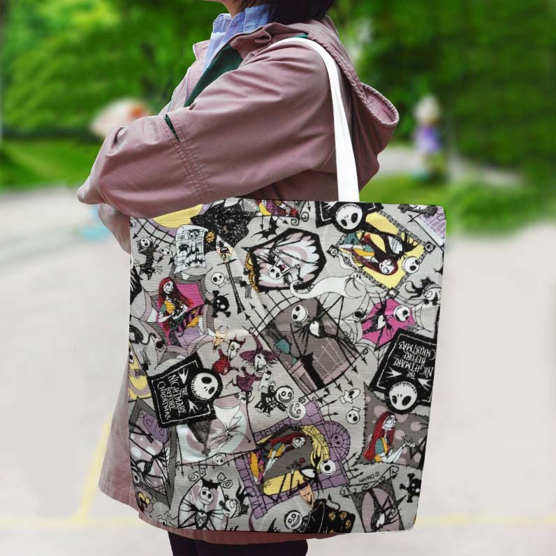 Jack Skellington & Sally Canvas Bag with Shoulder Strap - Image 2