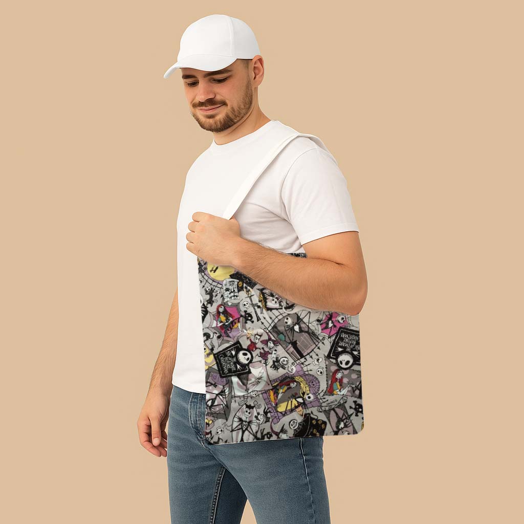 Jack Skellington & Sally Canvas Bag with Shoulder Strap - Image 4