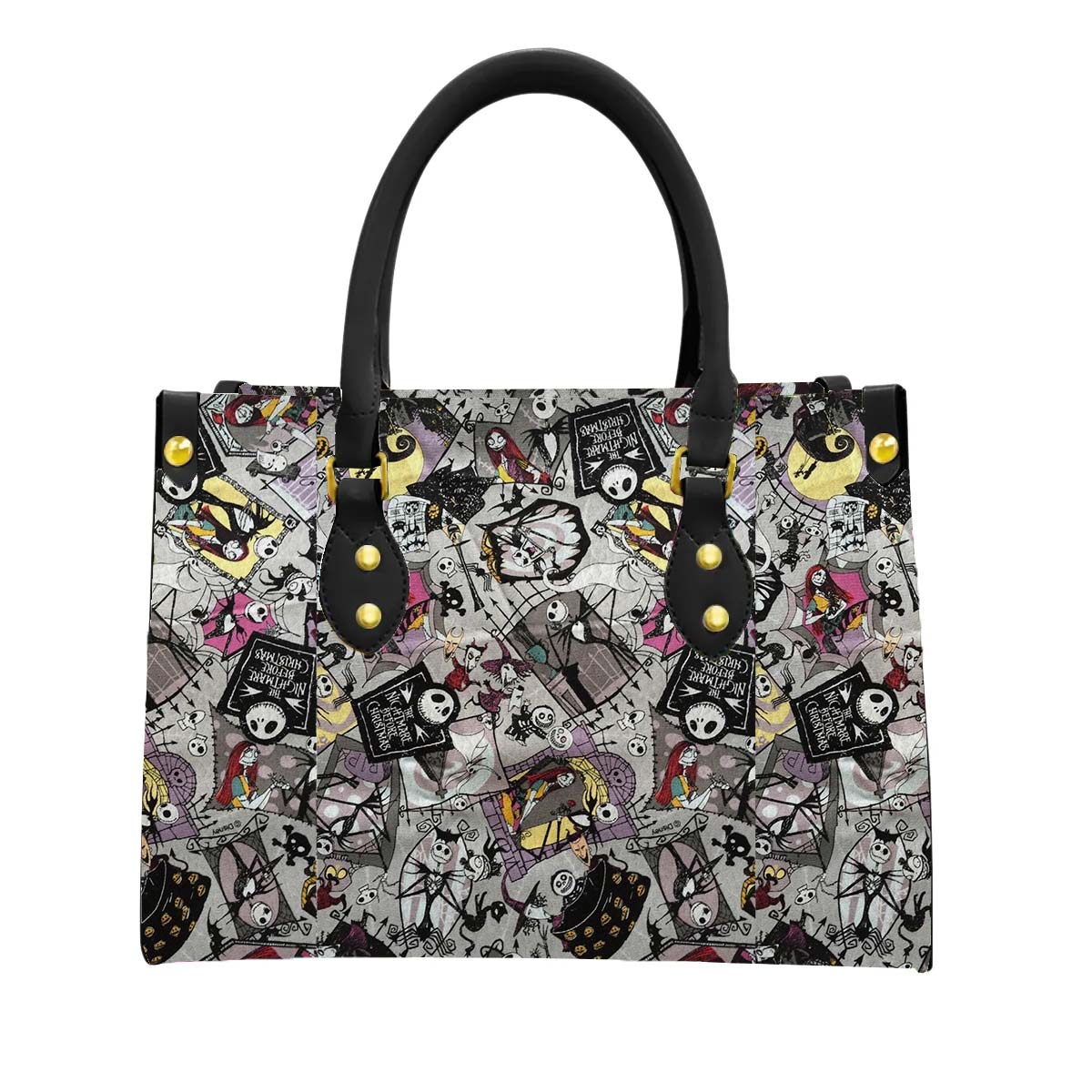 Jack Skellington & Sally Women Tote Bag with Black Handles - Image 1