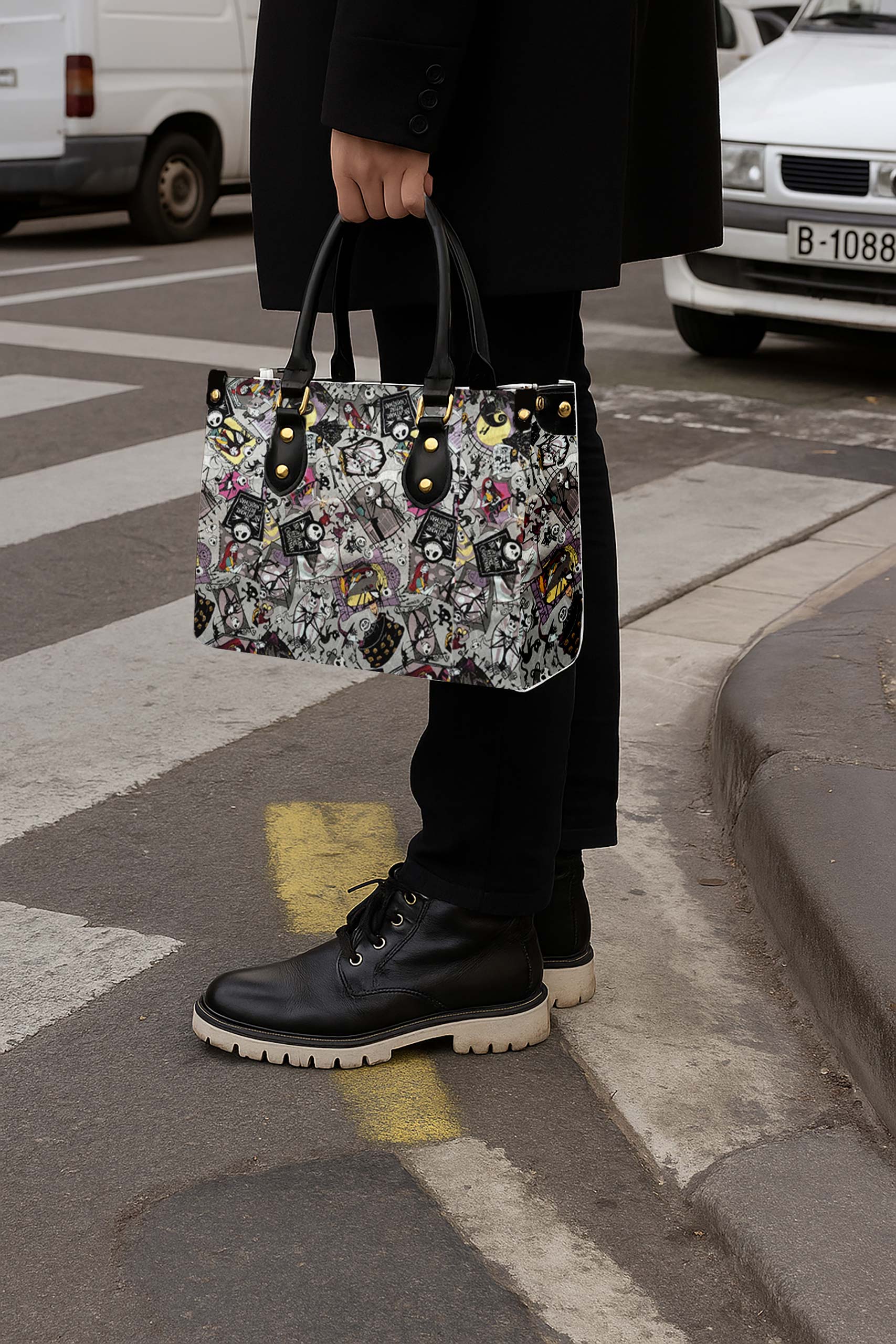 Jack Skellington & Sally Women Tote Bag with Black Handles - Image 5