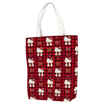 Plaid Hello Kitty Canvas Bag with Shoulder Strap - Image 1