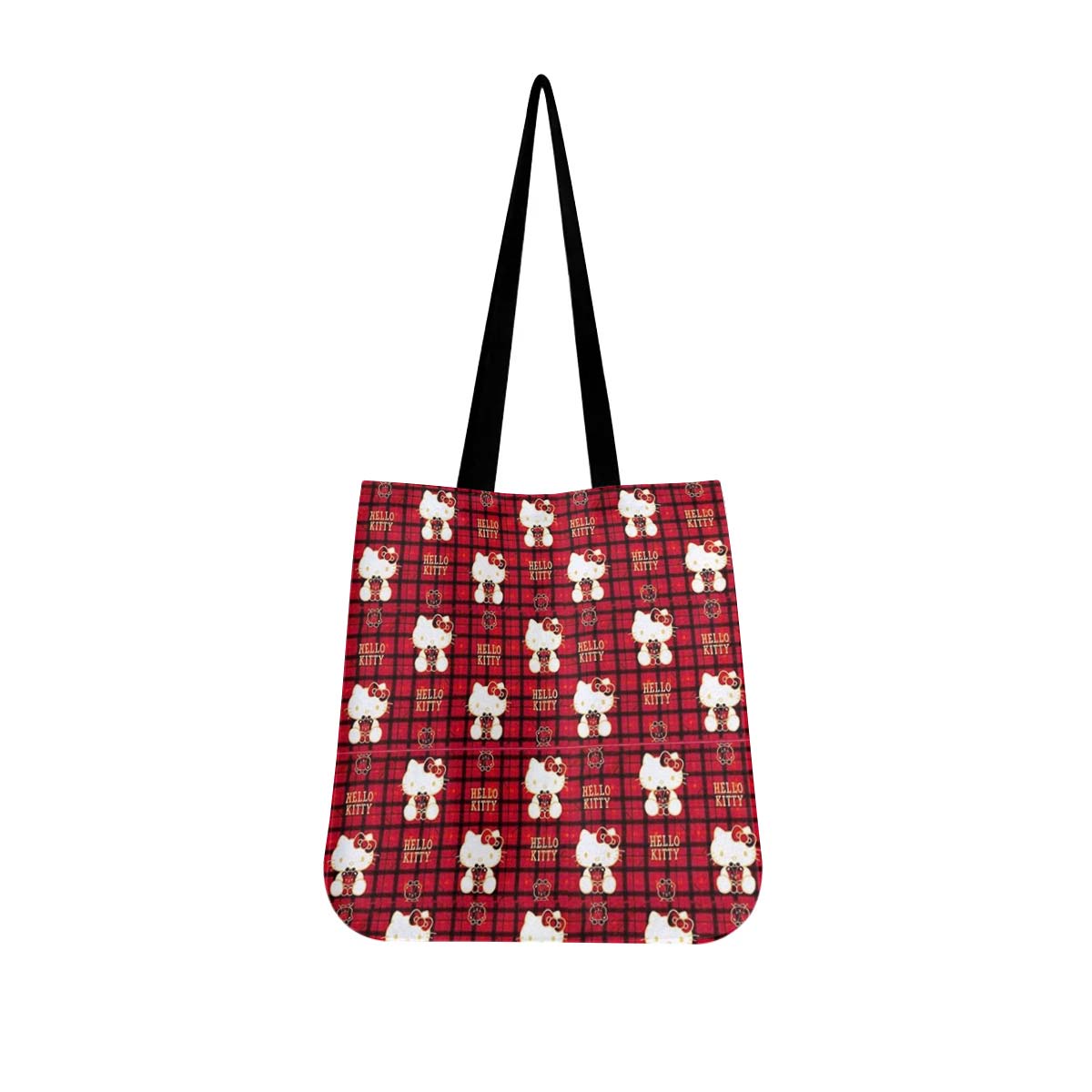 Plaid Hello Kitty Canvas Tote Bag - Image 1