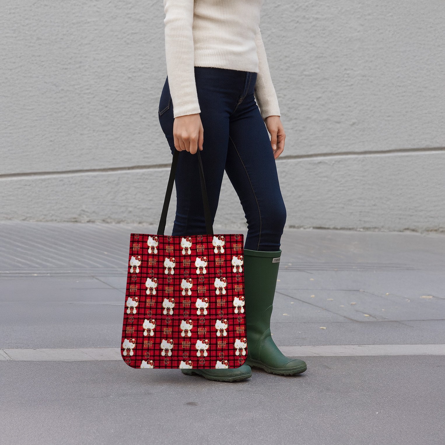 Plaid Hello Kitty Canvas Tote Bag - Image 3
