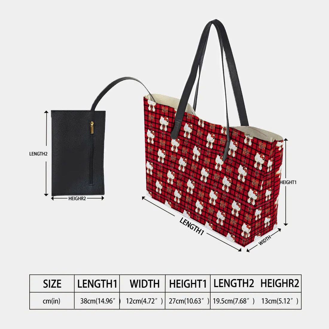 Plaid Hello Kitty Hand Bag and Mini Purse Set - Image 1