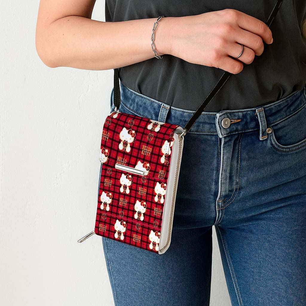Plaid Hello Kitty Mobile Phone Chest Bag - Image 3