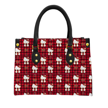 Plaid Hello Kitty Women Tote Bag with Black Handles - Image 1