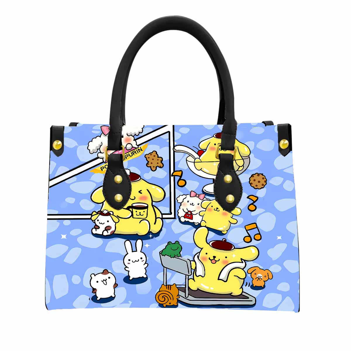 Pompompurin Sanrio Women Tote Bag with Black Handles