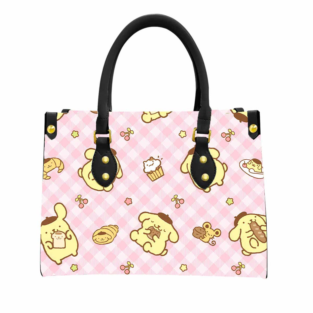 Pompompurin Women Tote Bag with Black Handles