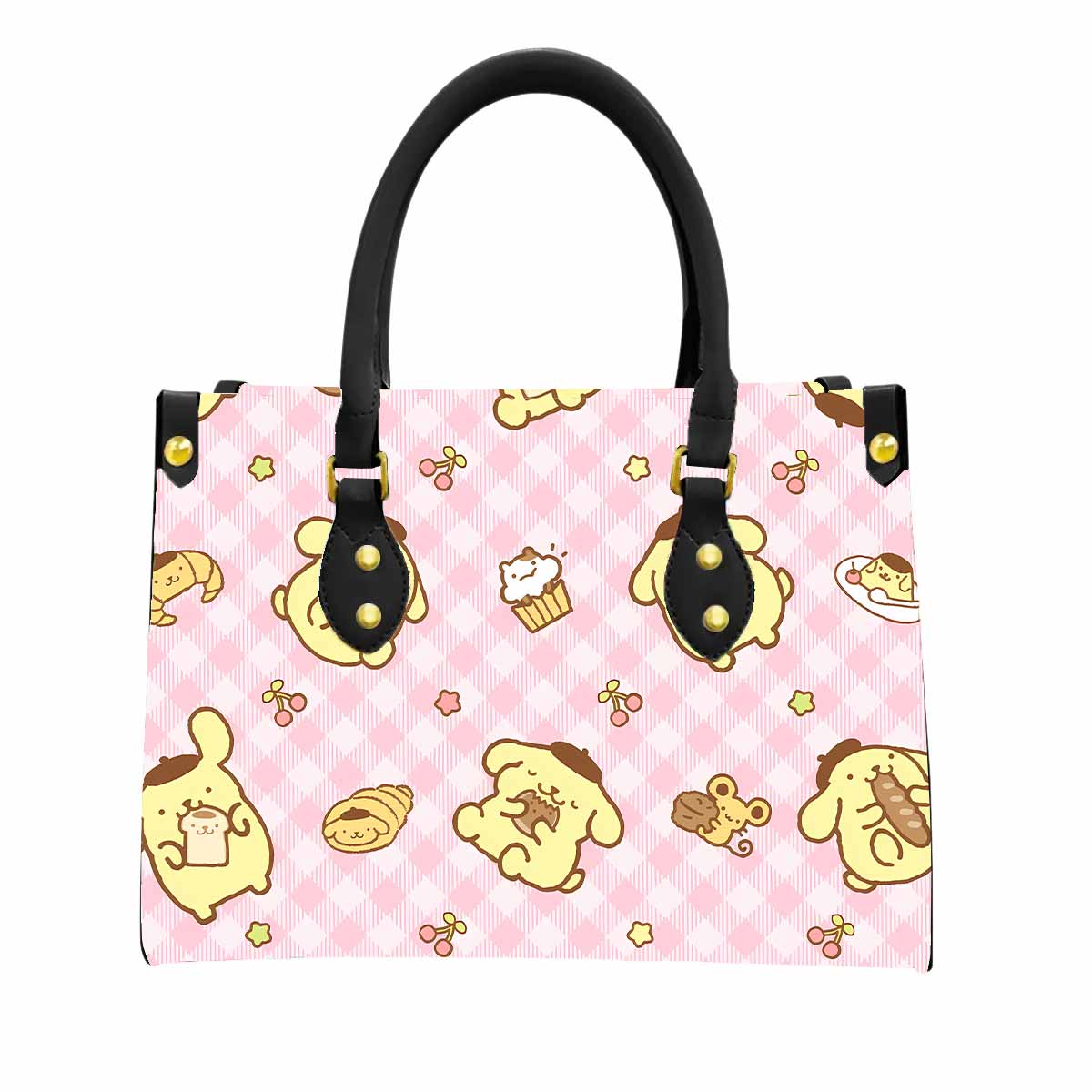 Pompompurin Women Tote Bag with Black Handles