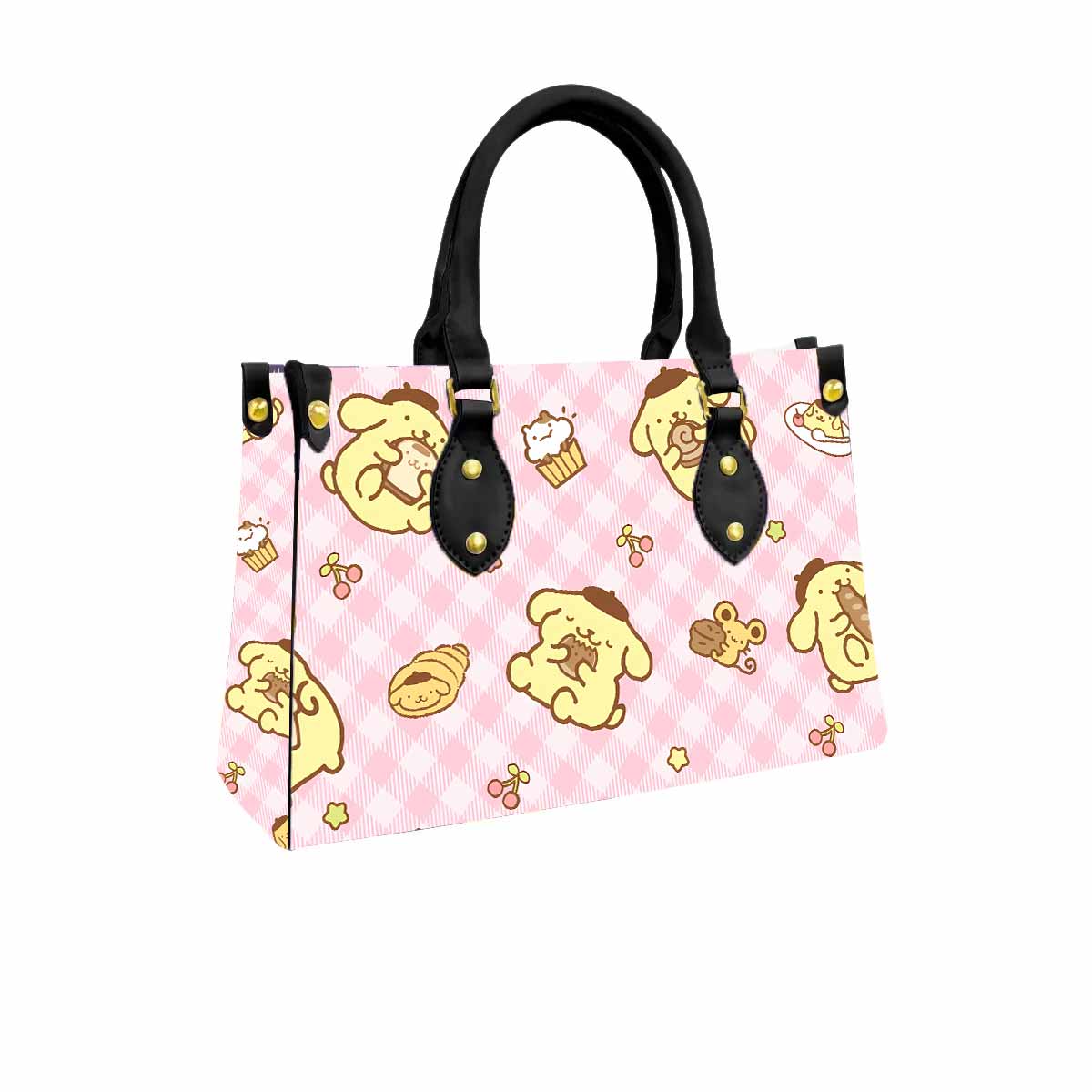 Pompompurin Women Tote Bag with Black Handles