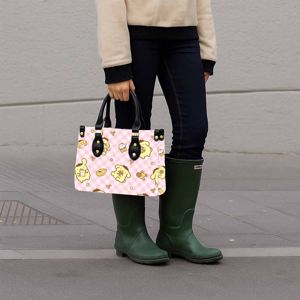 Pompompurin Women Tote Bag with Black Handles