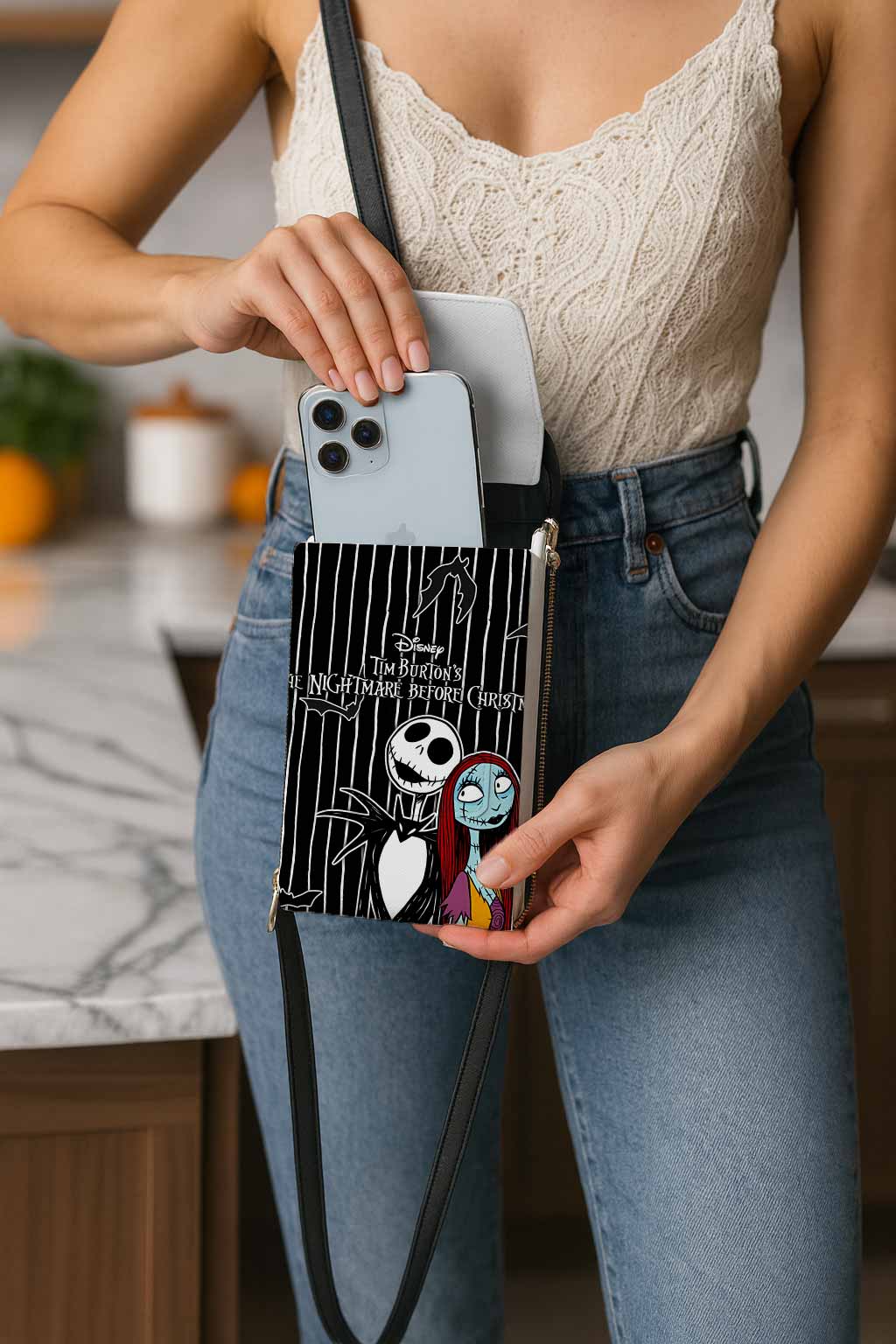 Sally & Jack Skellington Mobile Phone Chest Bag