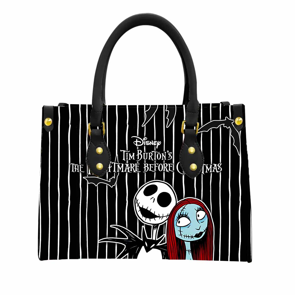 Sally & Jack Skellington Women Tote Bag with Black Handles
