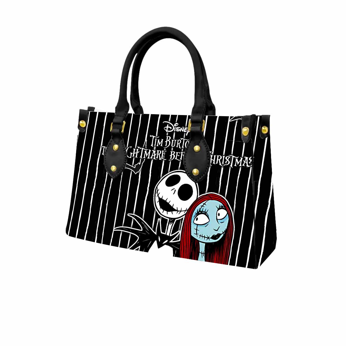 Sally & Jack Skellington Women Tote Bag with Black Handles