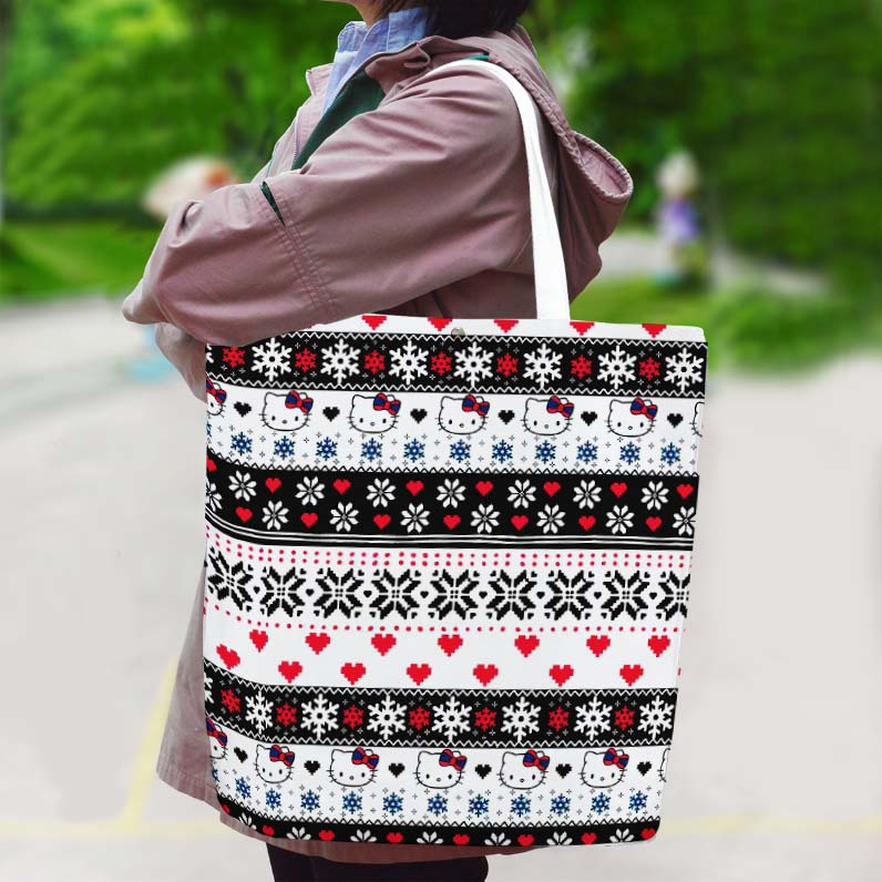 Snowflake Hello Kitty Canvas Bag with Shoulder Strap - Image 2