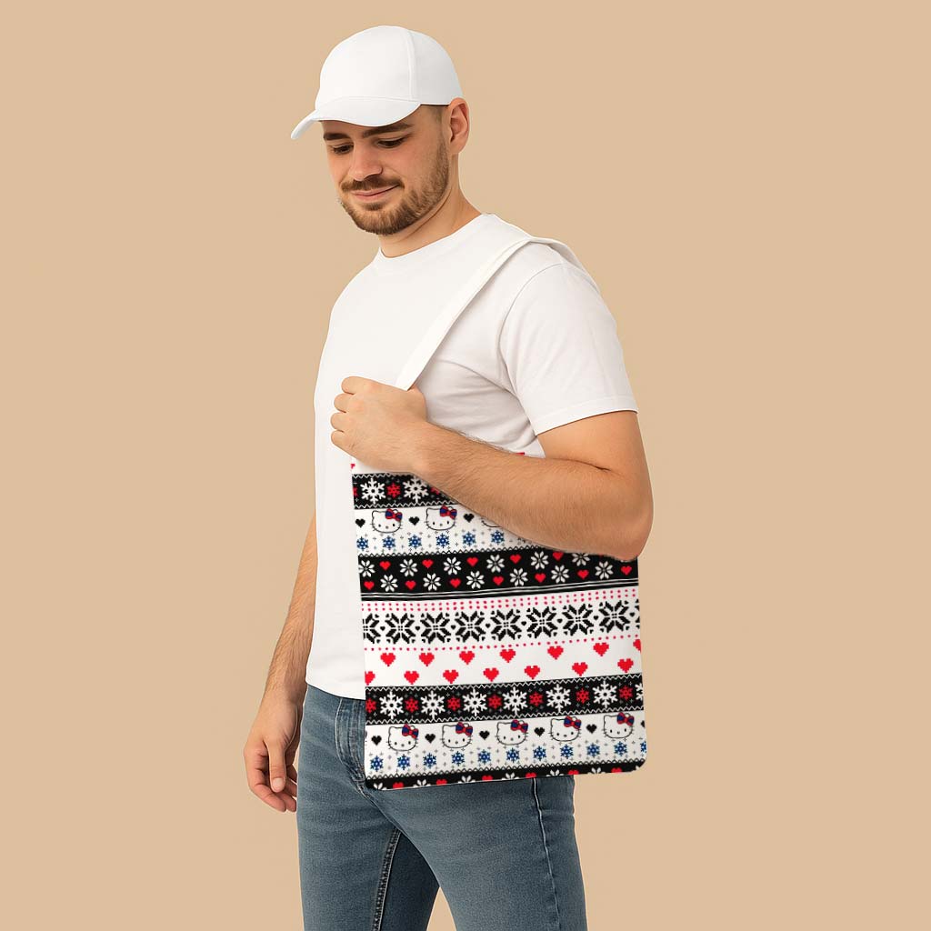 Snowflake Hello Kitty Canvas Bag with Shoulder Strap - Image 4