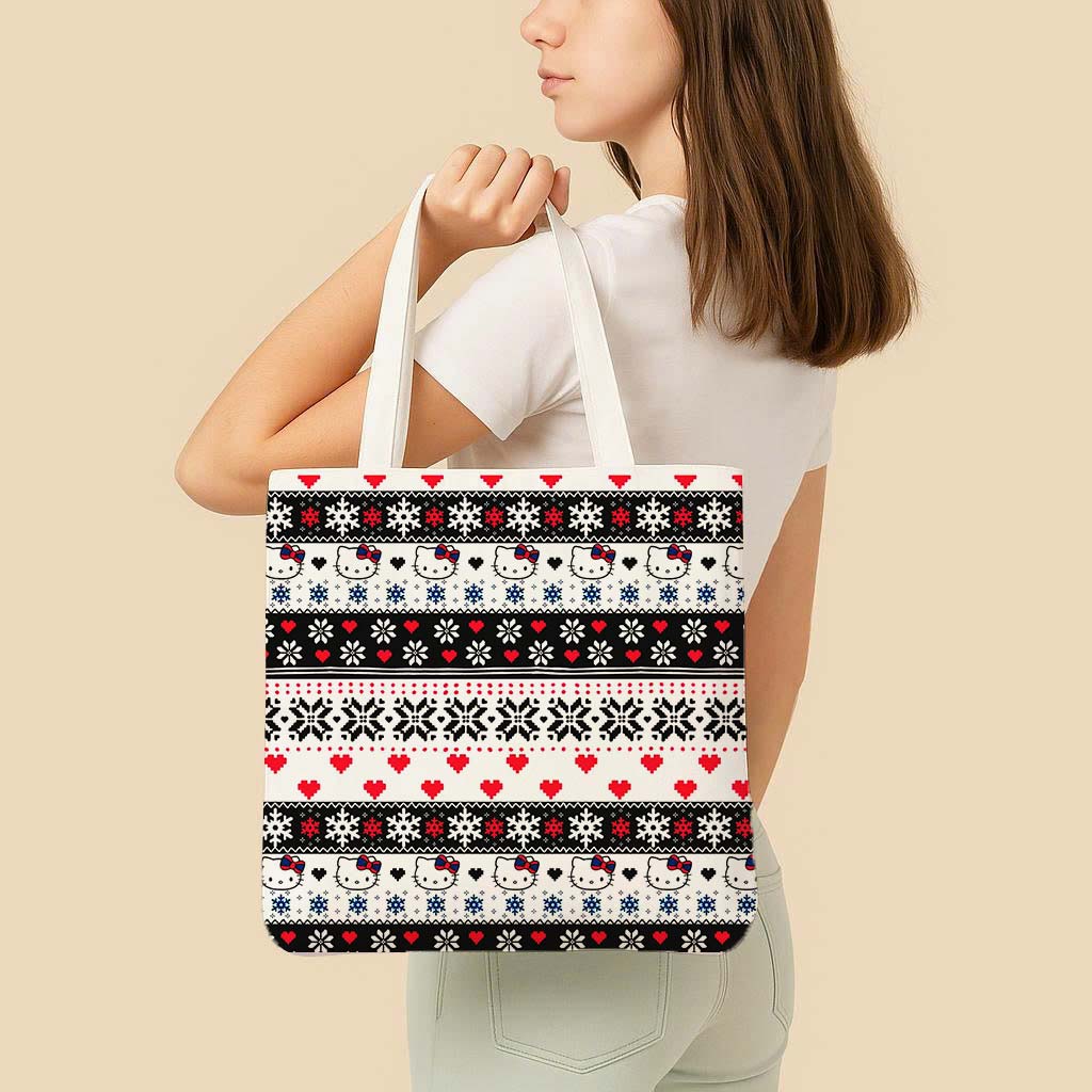 Snowflake Hello Kitty Canvas Bag with Shoulder Strap - Image 5