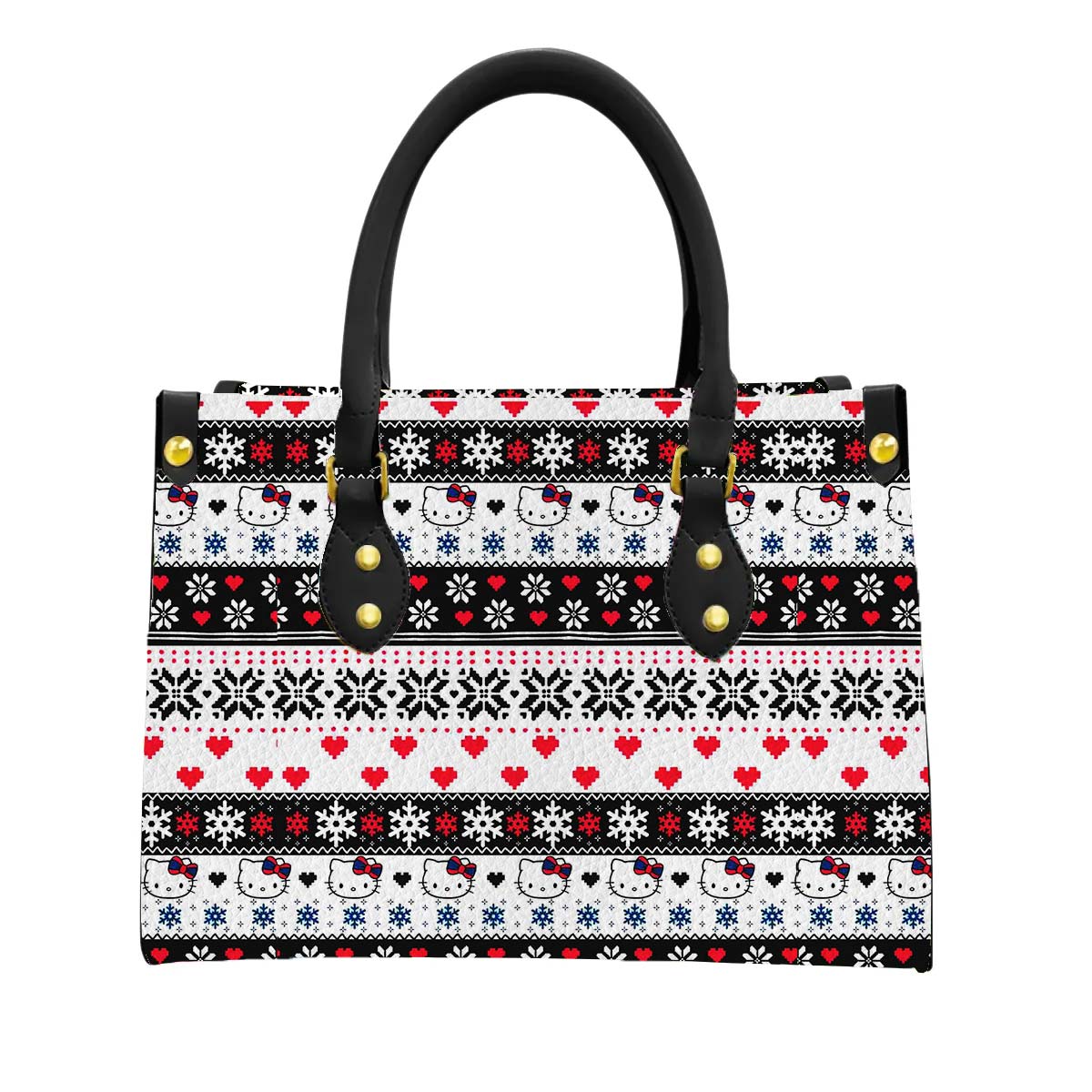 Snowflake Hello Kitty Women Tote Bag with Black Handles - Image 1