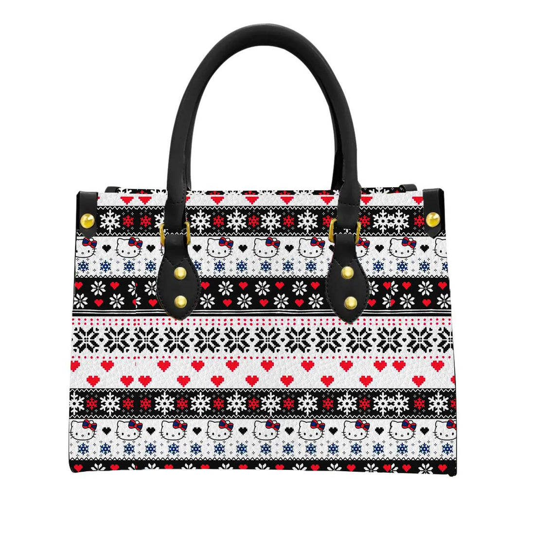 Snowflake Hello Kitty Women Tote Bag with Black Handles - Image 1