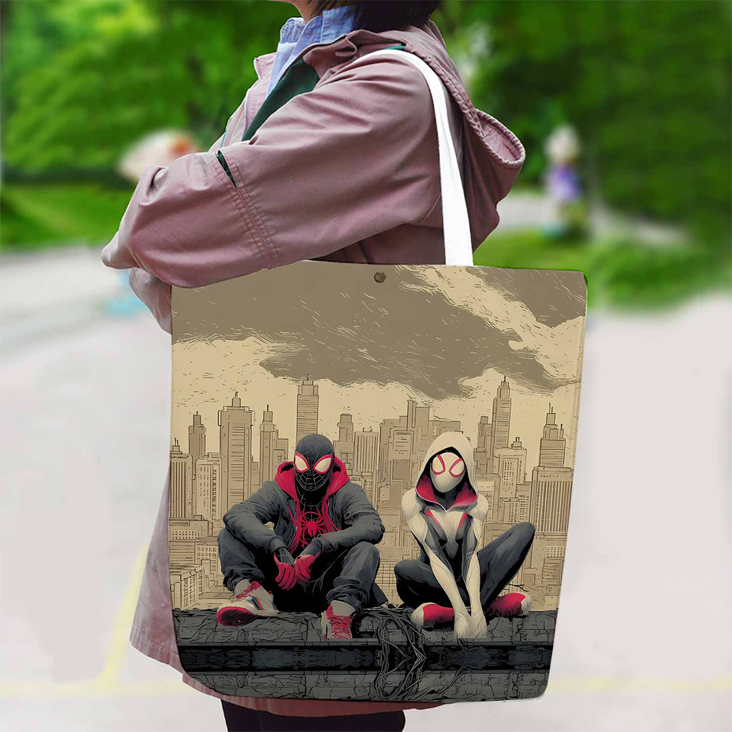 Spider-Man & Spider-Gwen Canvas Bag with Shoulder Strap