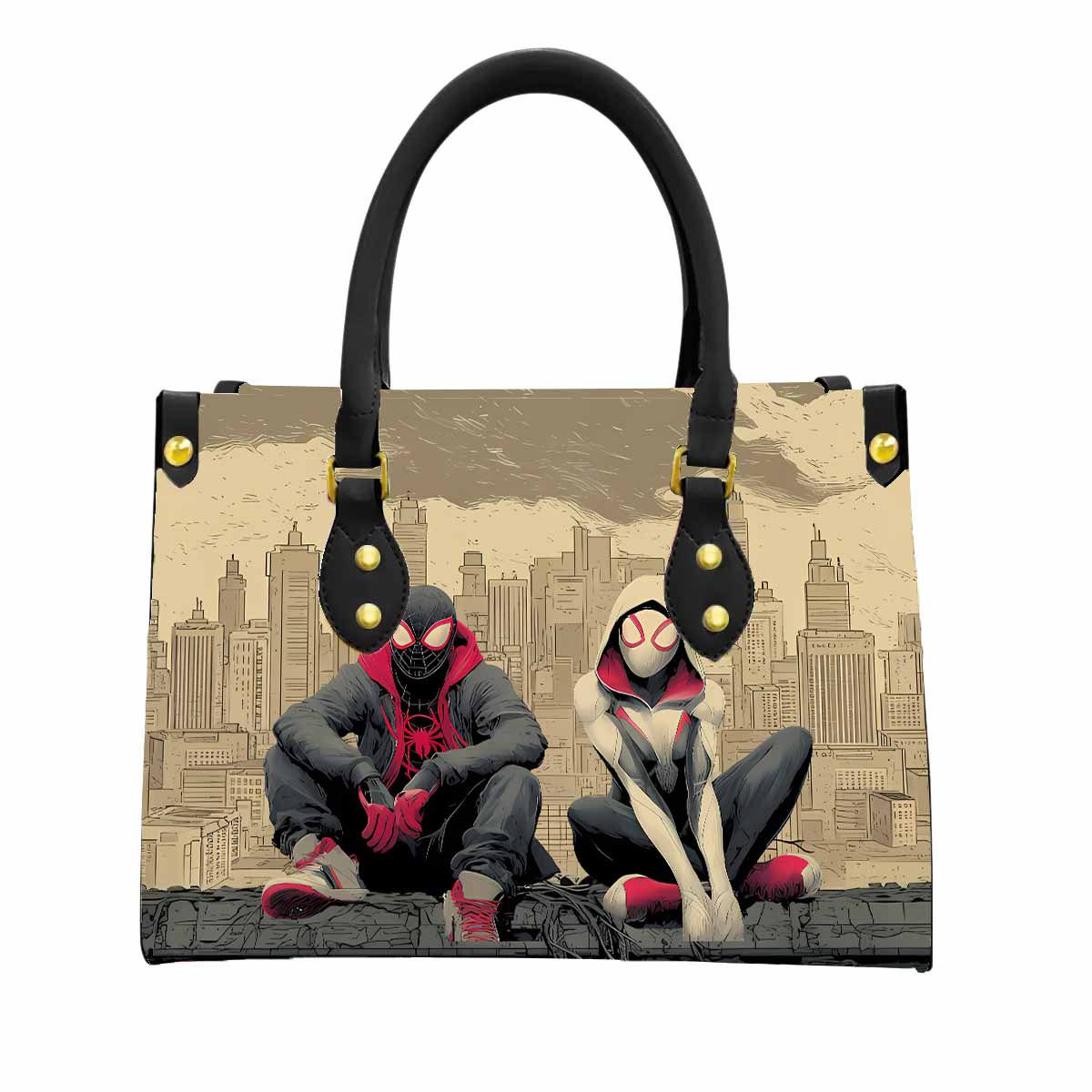 Spider-Man & Spider-Gwen Women Tote Bag with Black Handles