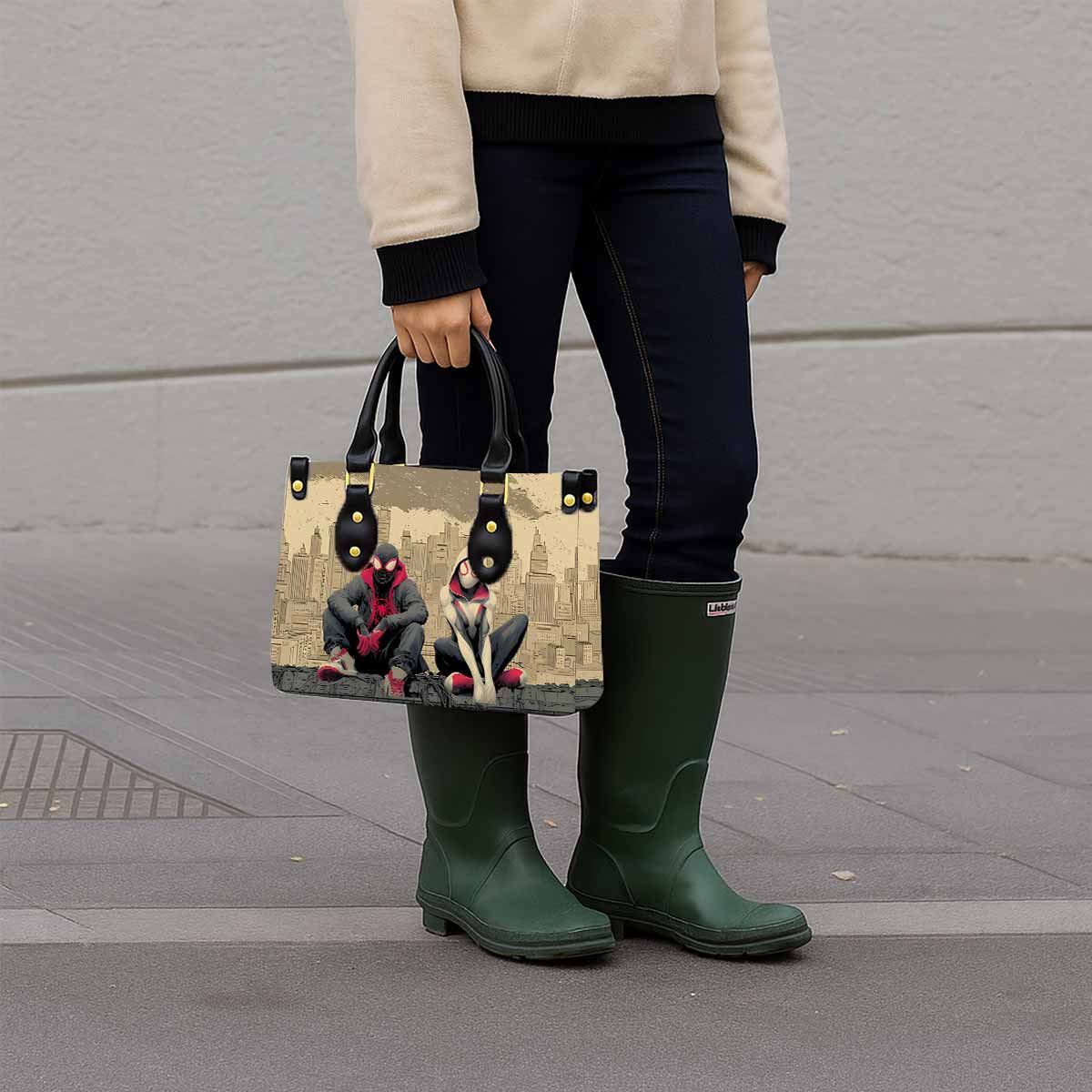 Spider-Man & Spider-Gwen Women Tote Bag with Black Handles