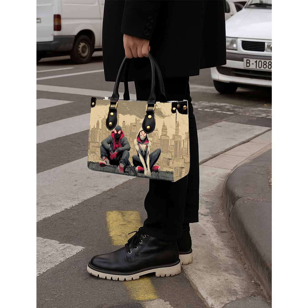 Spider-Man & Spider-Gwen Women Tote Bag with Black Handles