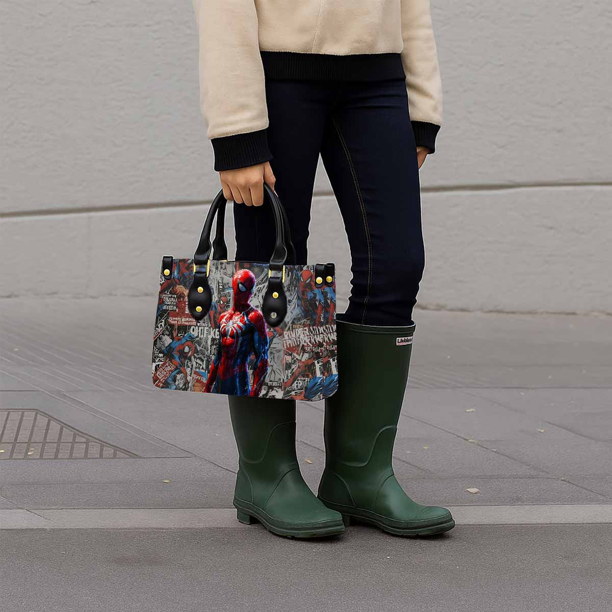 Spiderman Women Tote Bag with Black Handles