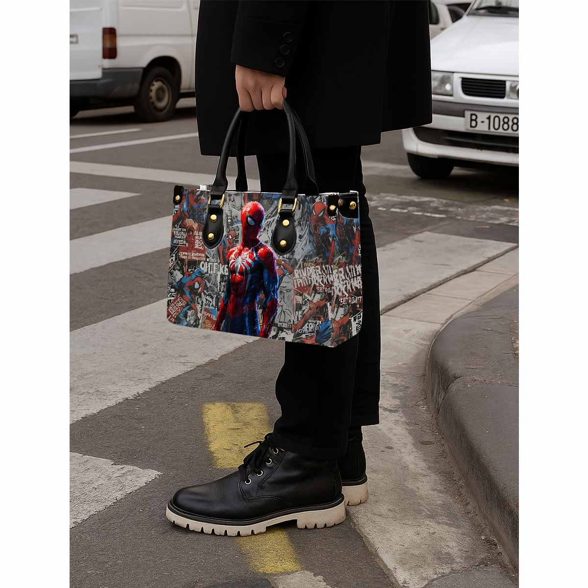 Spiderman Women Tote Bag with Black Handles