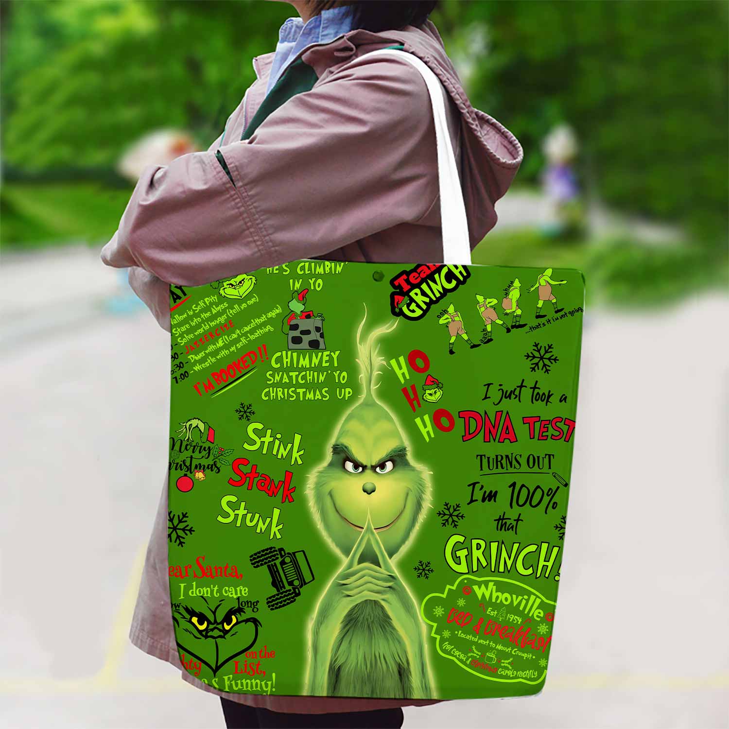 The Grinch Holiday Canvas Bag with Shoulder Strap