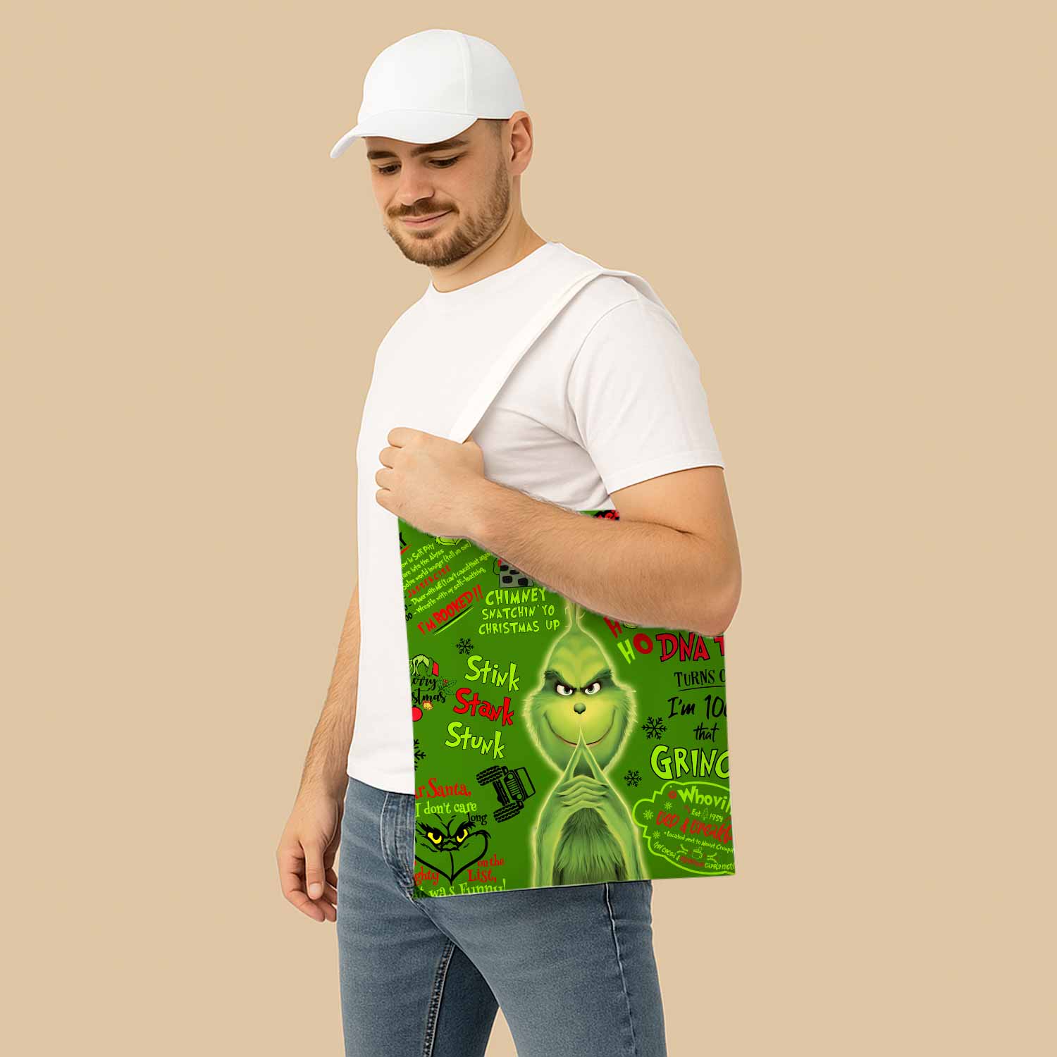 The Grinch Holiday Canvas Bag with Shoulder Strap