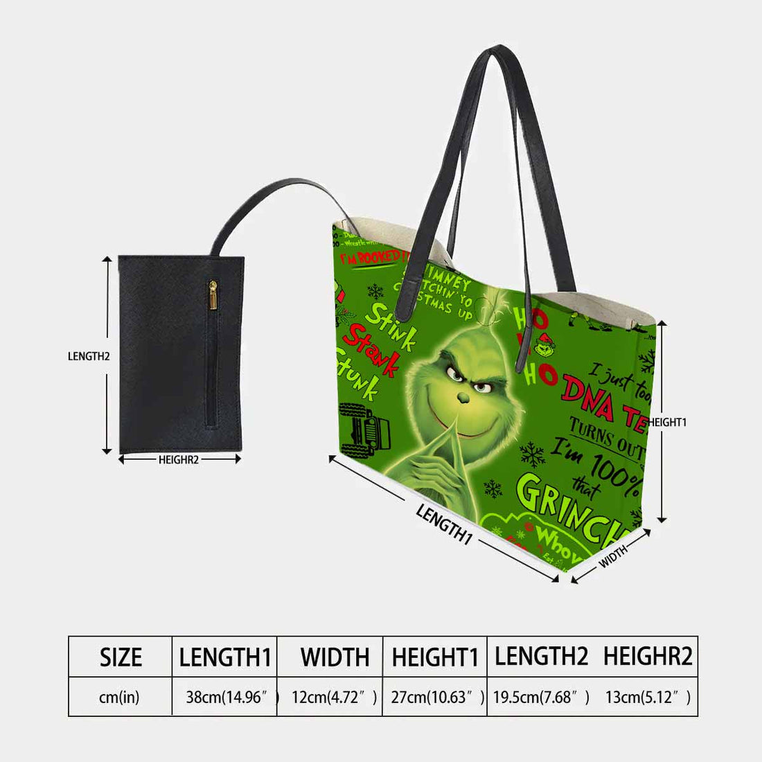 The Grinch Holiday Hand Bag and Mini Purse Set
