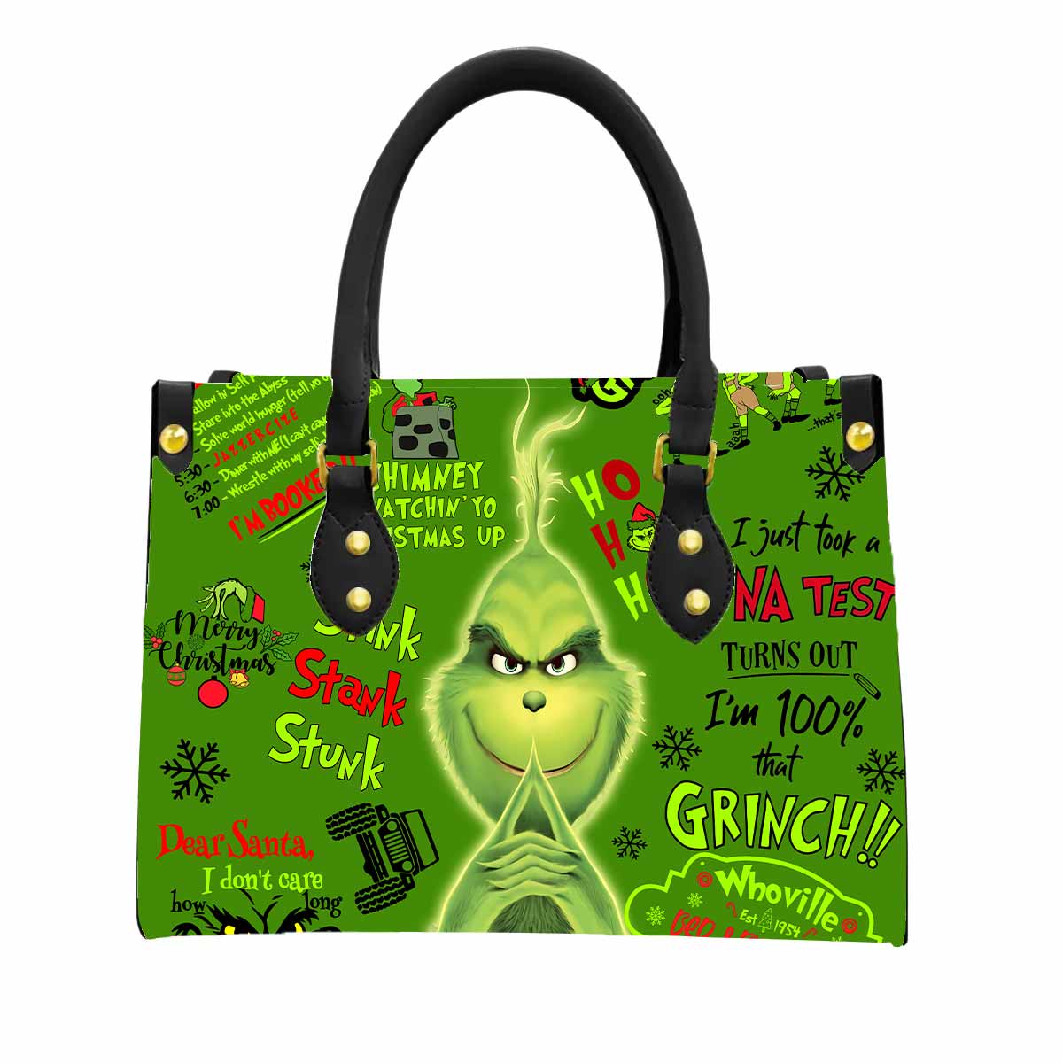 The Grinch Holiday Women Tote Bag with Black Handles