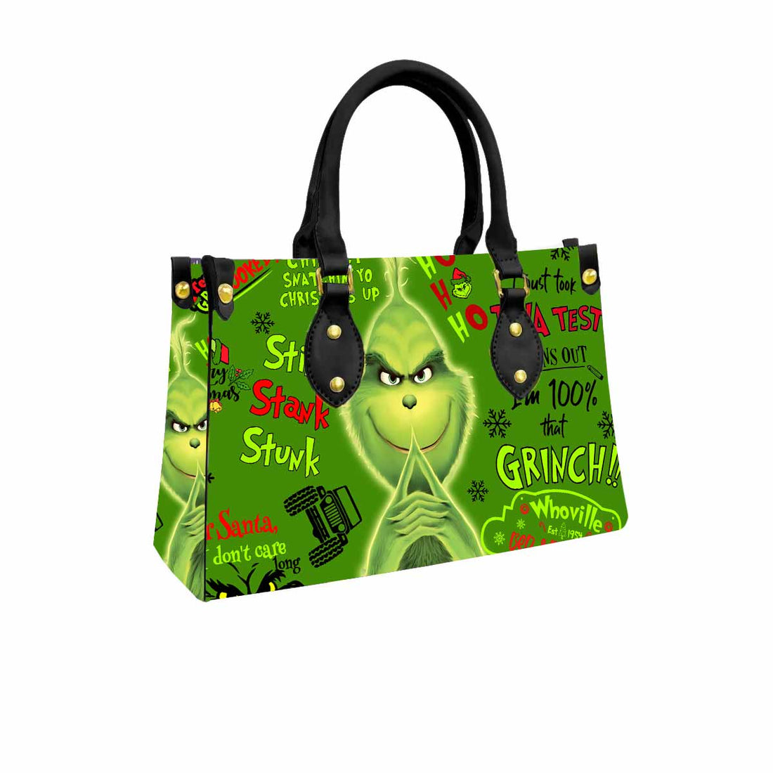 The Grinch Holiday Women Tote Bag with Black Handles