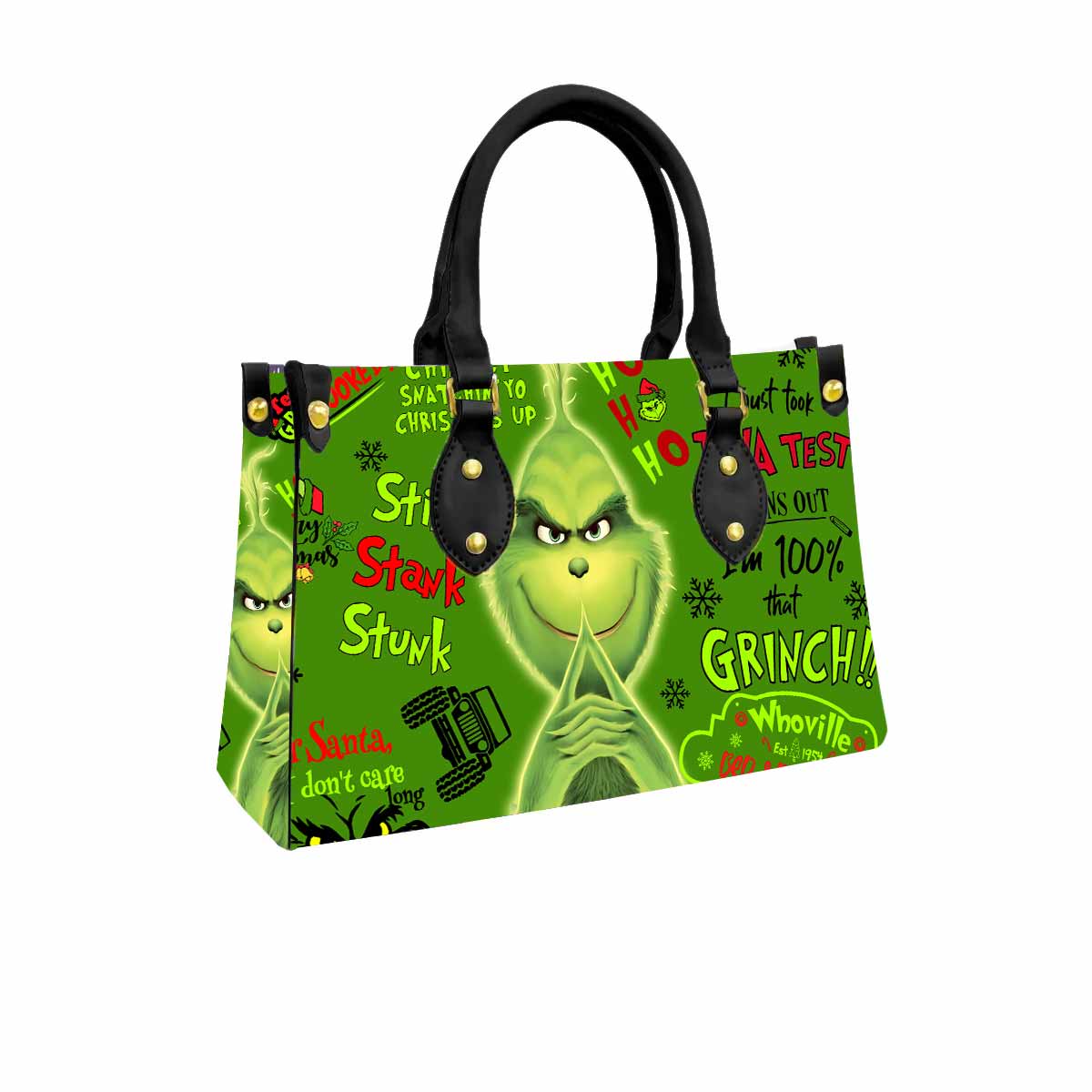 The Grinch Holiday Women Tote Bag with Black Handles