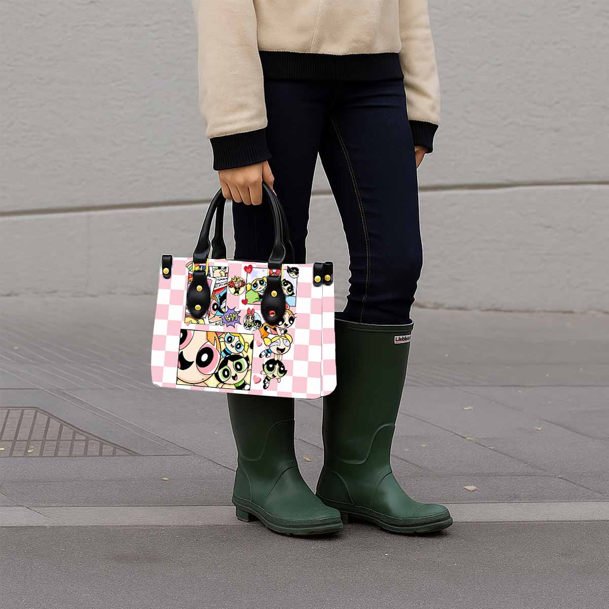 The Powerpuff Girls Women Tote Bag with Black Handles